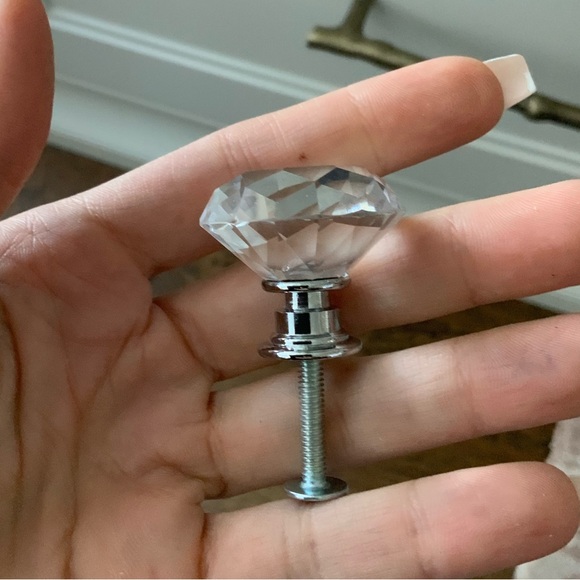 Crystal Diamond Shaped Silver Drawer Dresser Knobs Pulls Handles Set Bundle NEW - Picture 2 of 14